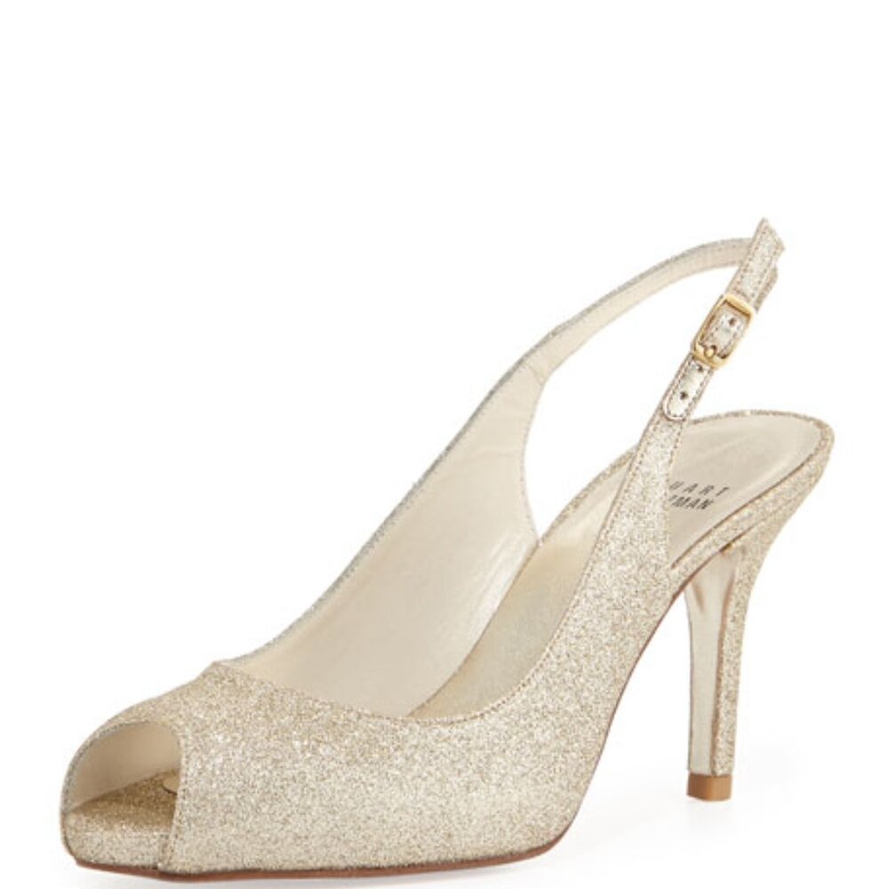 Stuart Weitzman Litely Aurora Glitter Gold Pump